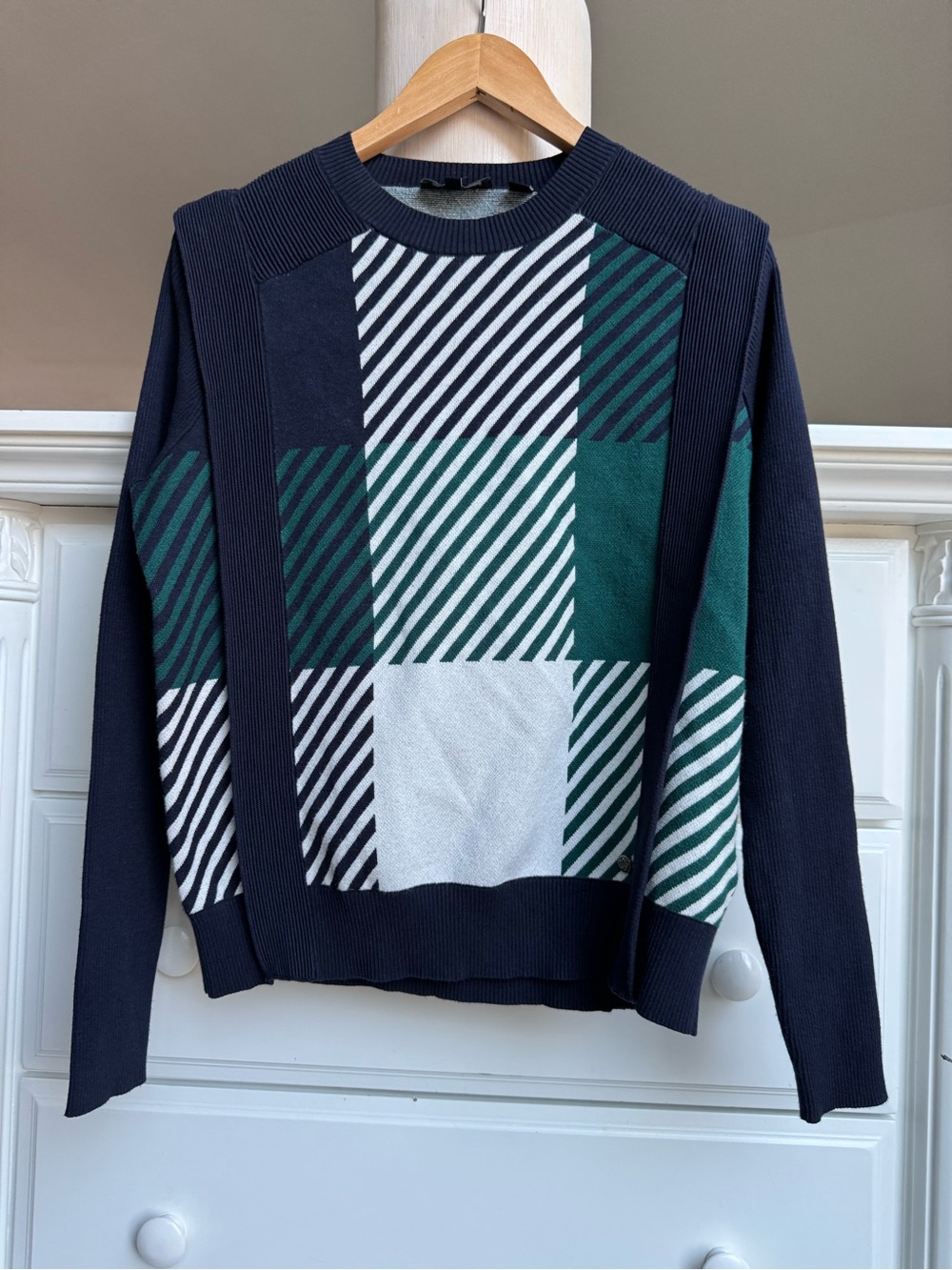 Ted Baker London Geometric Color Block Knit Sweater Size 3 (US M )